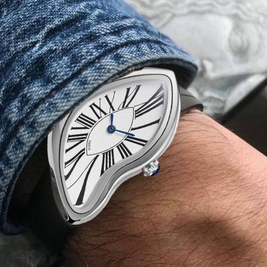 Surrealist Art Melting Clock W - Leather Watch Band Men ulasan dan harga